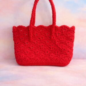 Red Shell Stitch Tote Bag